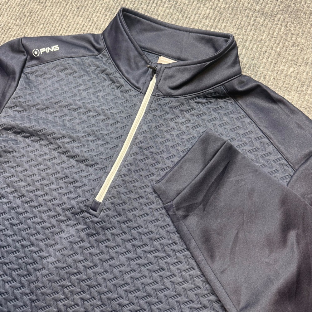 Ping Sensorwarm Mens XXL Navy Blue 1/4 Zip Textured Golf Pullover Jacket